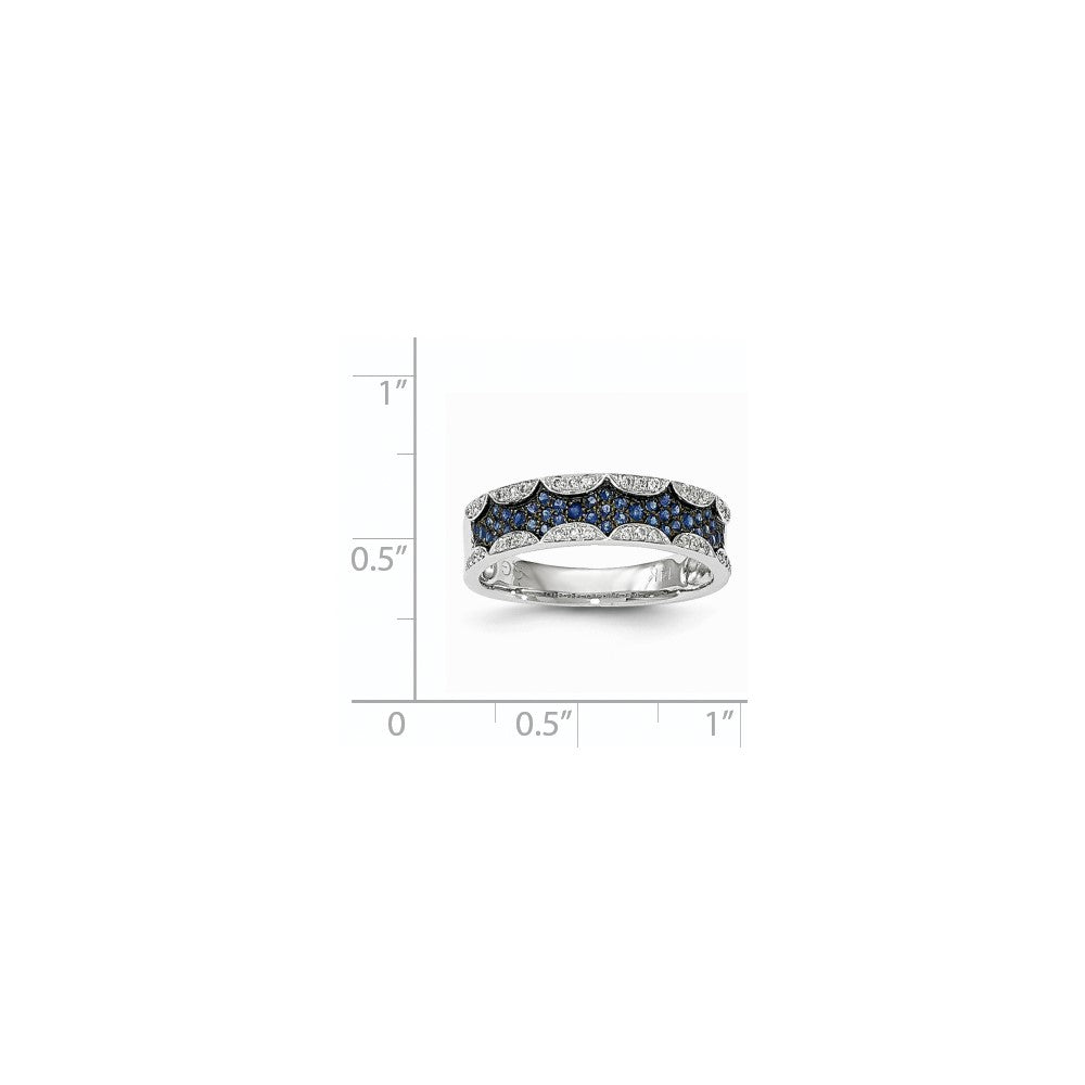 14K Weißgold Echt Diamant & Saphir Ring