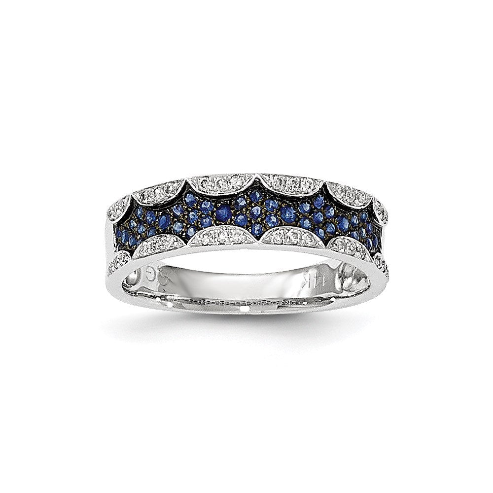 14K Weißgold Echt Diamant & Saphir Ring
