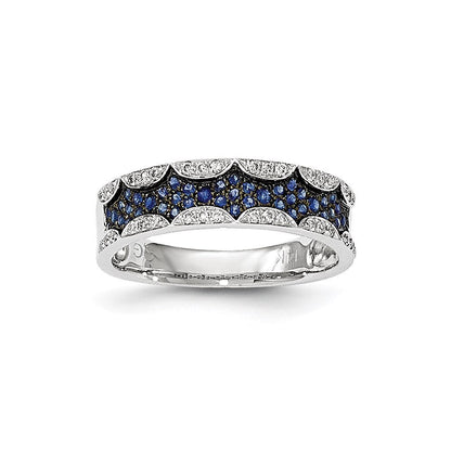 14K Weißgold Echt Diamant & Saphir Ring