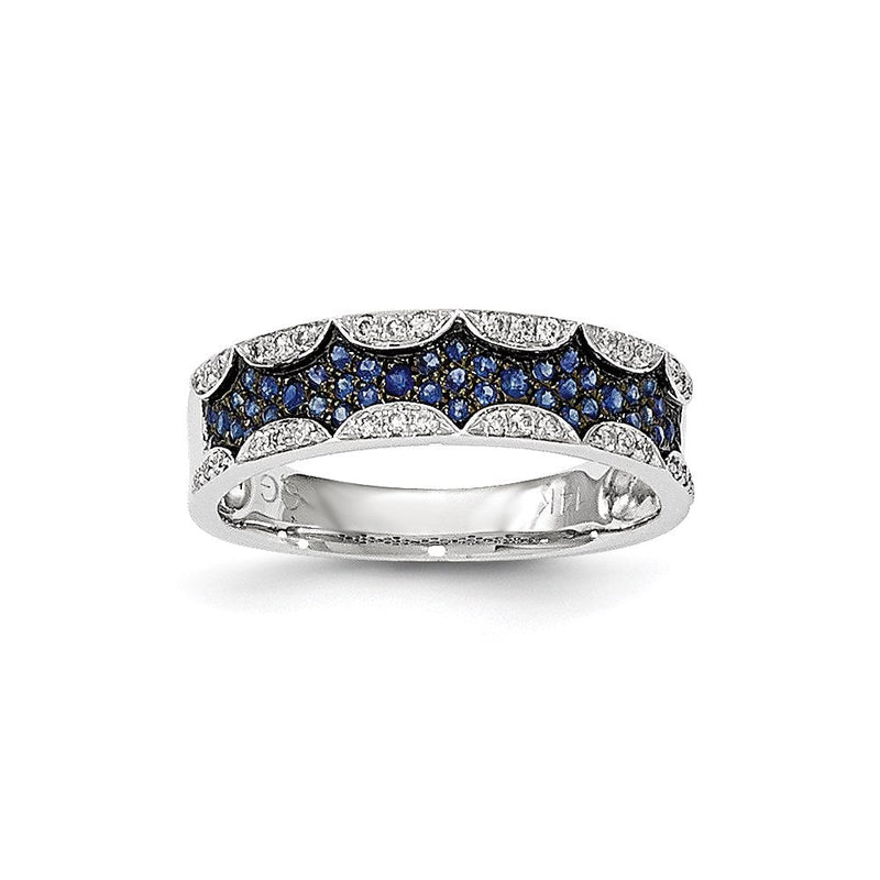 14K Weißgold Echt Diamant & Saphir Ring
