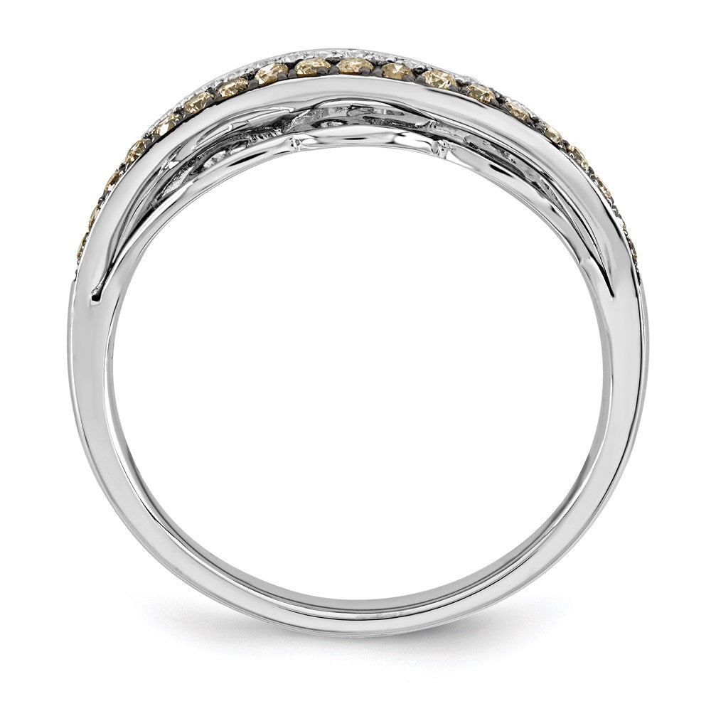 14 Karat Weißgold & Schwarzrhodium Ring mit Fantasie-Untergalerie und echten Diamanten