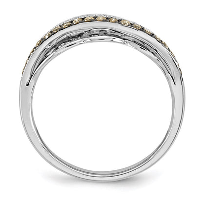 14 Karat Weißgold & Schwarzrhodium Ring mit Fantasie-Untergalerie und echten Diamanten