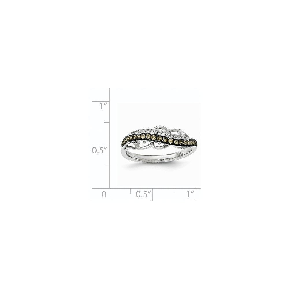 14 Karat Weißgold & Schwarzrhodium Ring mit Fantasie-Untergalerie und echten Diamanten
