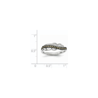 14 Karat Weißgold & Schwarzrhodium Ring mit Fantasie-Untergalerie und echten Diamanten