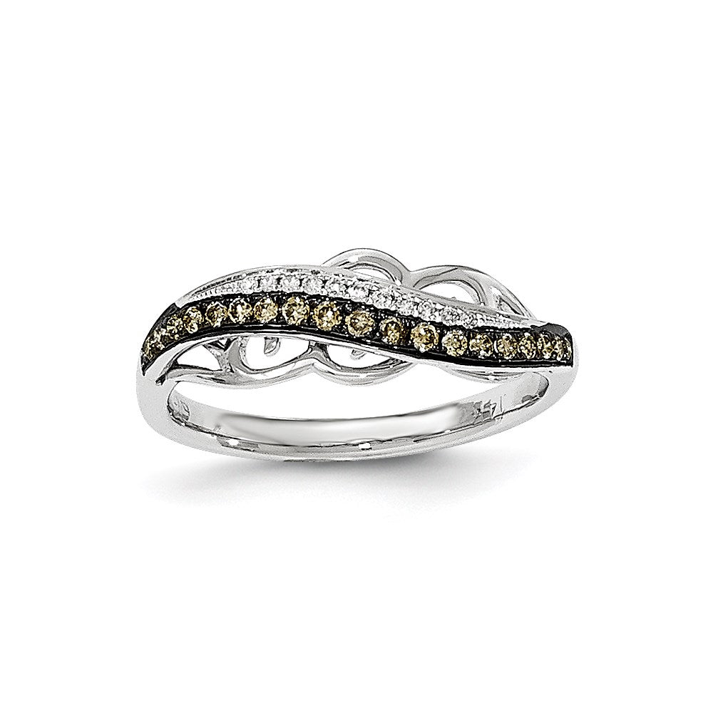 14 Karat Weißgold & Schwarzrhodium Ring mit Fantasie-Untergalerie und echten Diamanten