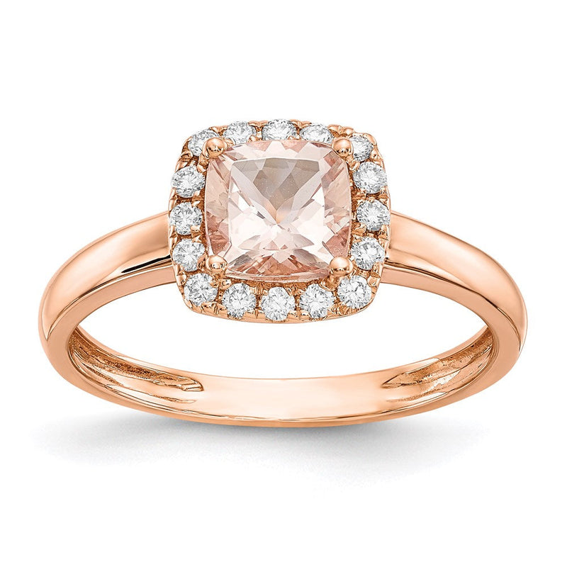 14K Roségold Morganit- und Diamant-Ring