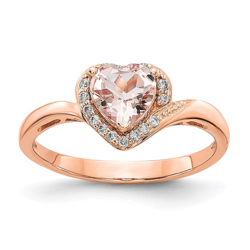 14K Roségold Ring mit Morganit und echten Diamanten