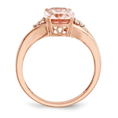 14K Roségold Morganit & Echt Diamant Ring