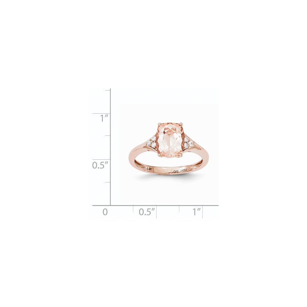 14K Roségold Morganit & Echt Diamant Ring