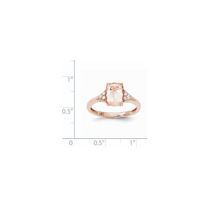 14K Roségold Morganit & Echt Diamant Ring