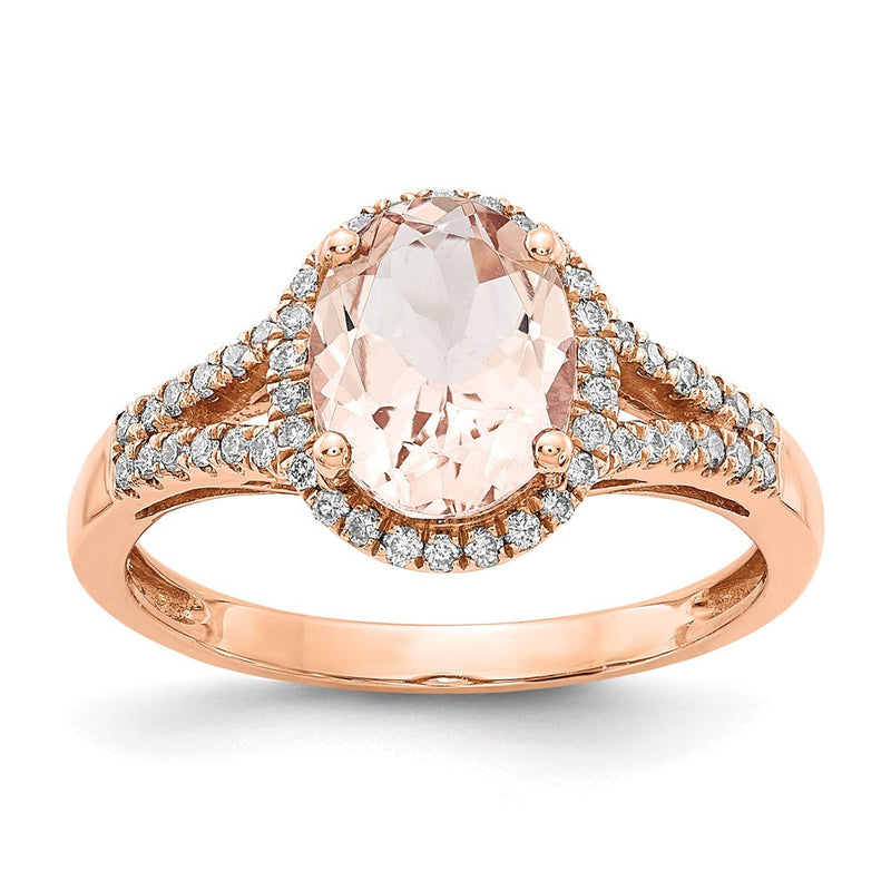 14K Roségold Ring mit Morganit & echten Diamanten