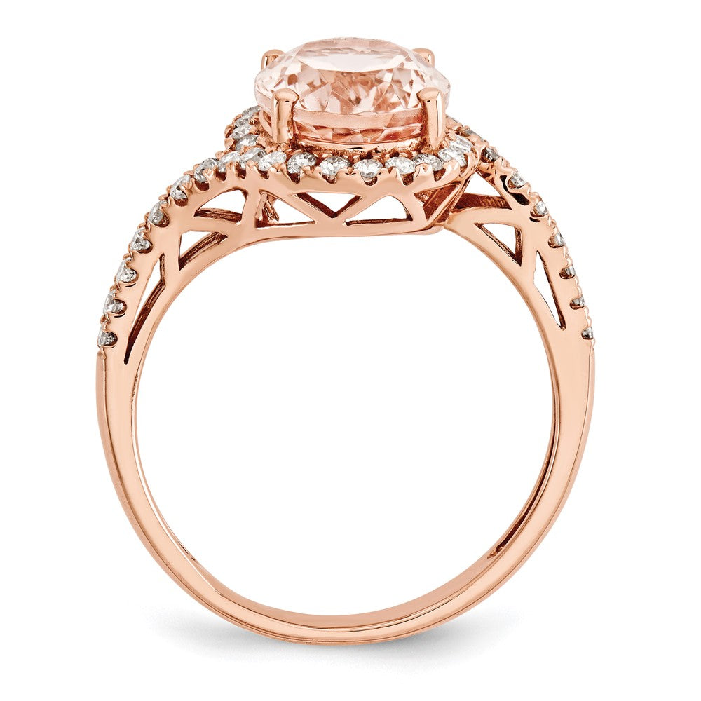14K Roségold Morganit & Echt Diamant Ring