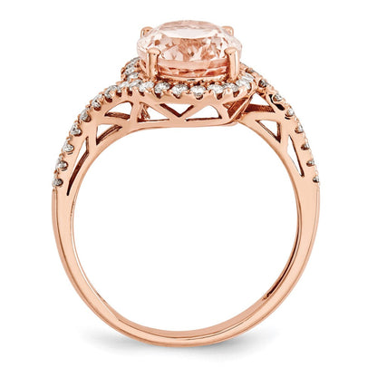 14K Roségold Morganit & Echt Diamant Ring