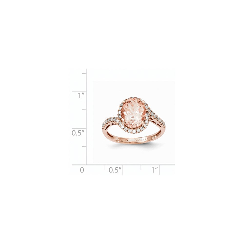 14K Roségold Morganit & Echt Diamant Ring
