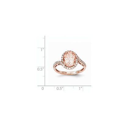 14K Roségold Morganit & Echt Diamant Ring