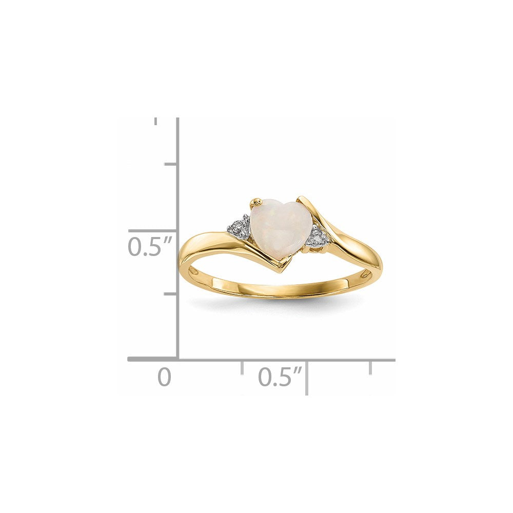 14K Gelbgold Opal und Echt Diamant Ring