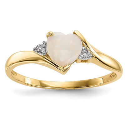 14K Gelbgold Opal und Echt Diamant Ring