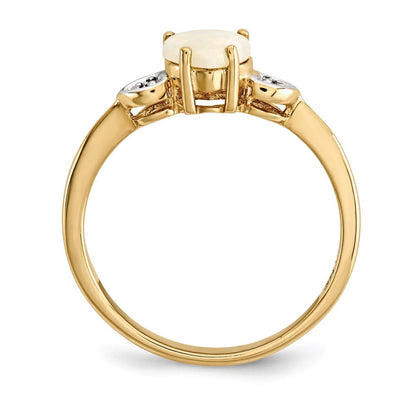 14K Gelbgold Opal und Echt Diamant Ring