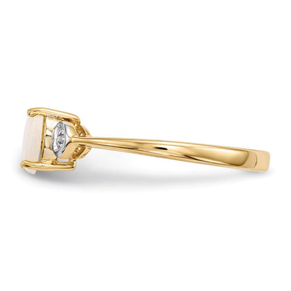 14K Gelbgold Opal und Echt Diamant Ring