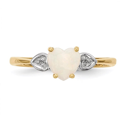14K Gelbgold Opal und Echt Diamant Ring