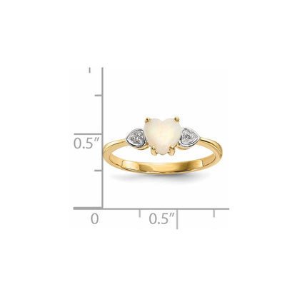 14K Gelbgold Opal und Echt Diamant Ring