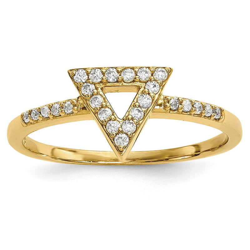 14K Gelbgold Ring mit natürlichen Diamanten, Dreiecksform