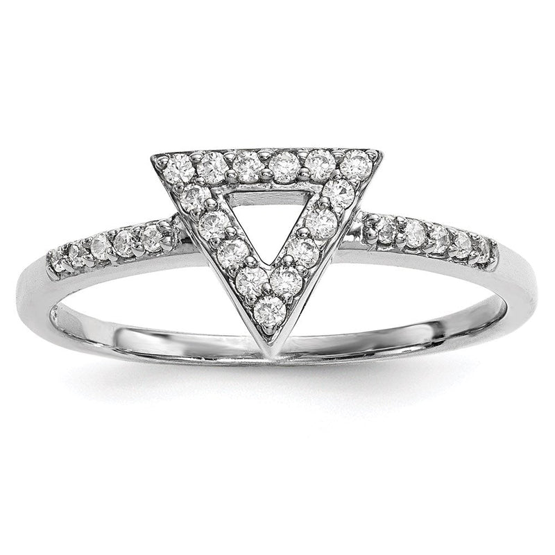 14K Weißgold Ring mit natürlichen Diamanten, Dreieck-Design