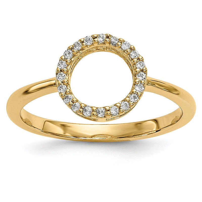 14K Gelbgold Ring mit offenem Kreis und echtem Diamanten