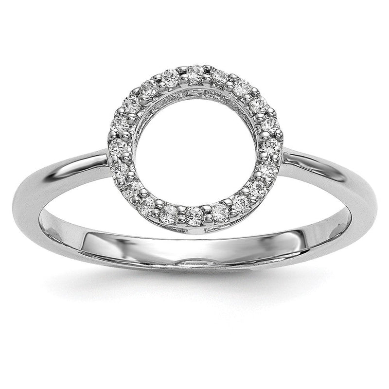 14K Weißgold Ring mit natürlichen Diamanten, offener Kreis