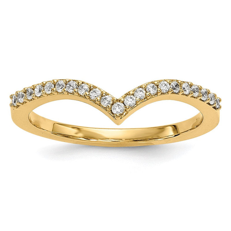 14K Gelbgold Ring mit natürlichen Diamanten in V-Form