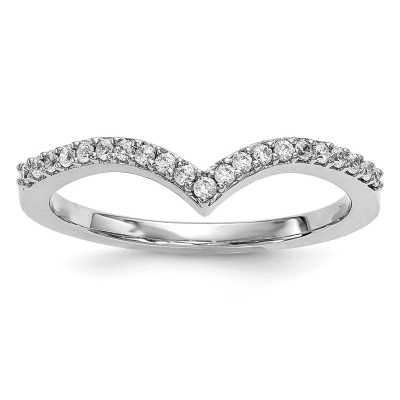 14K Weißgold Ring mit natürlichen Diamanten in V-Form