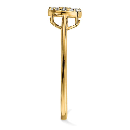 14K Gelbgold Diamant Cluster Oval Ring