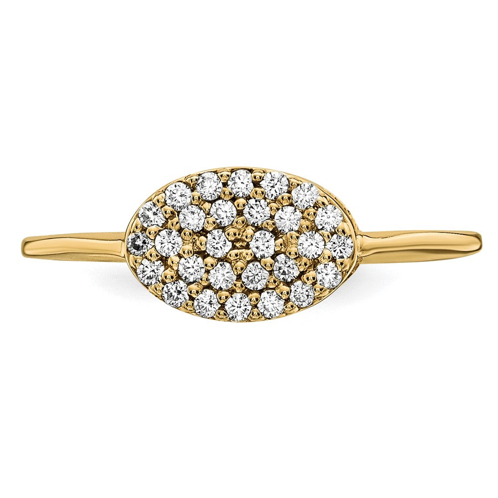14K Gelbgold Diamant Cluster Oval Ring
