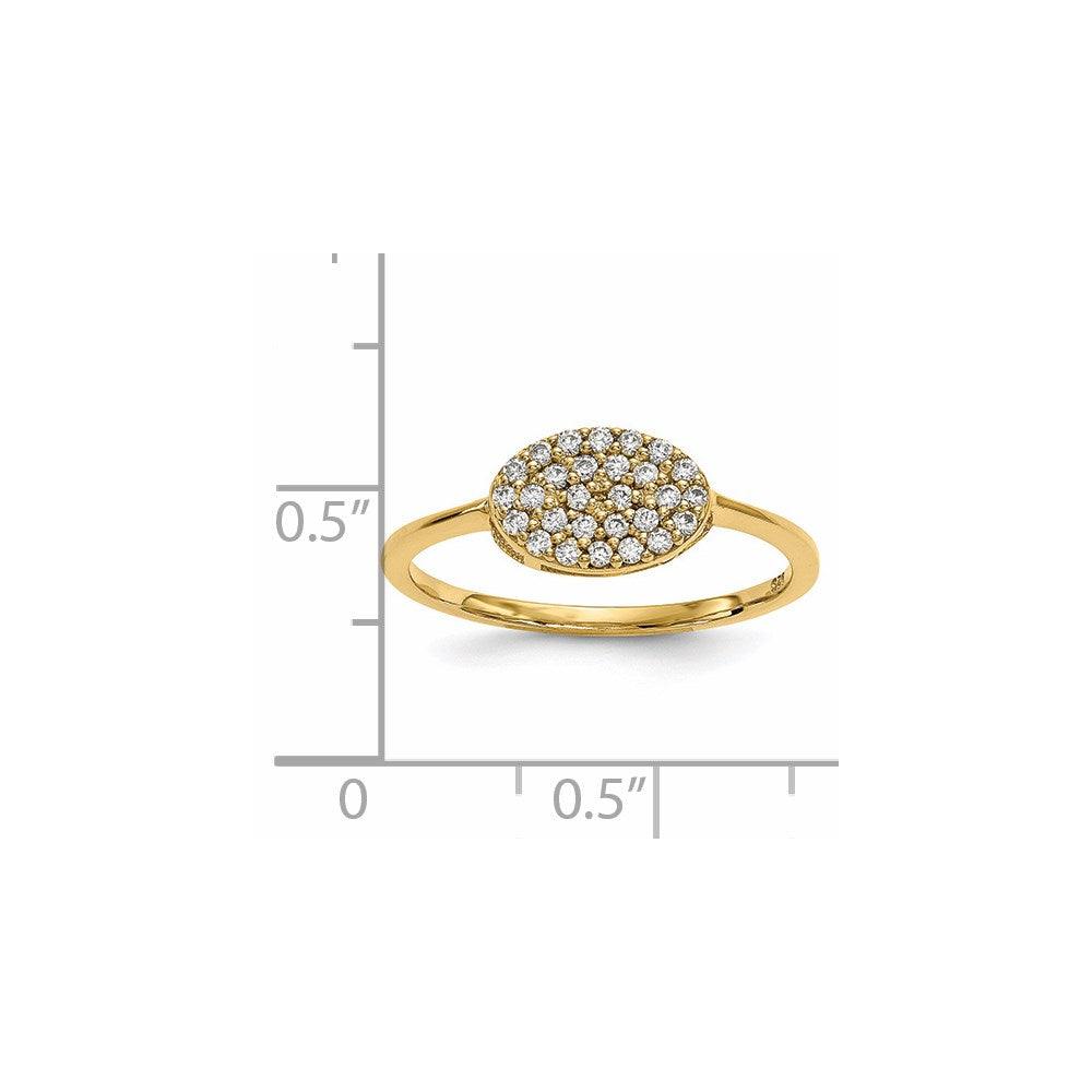 14K Gelbgold Diamant Cluster Oval Ring