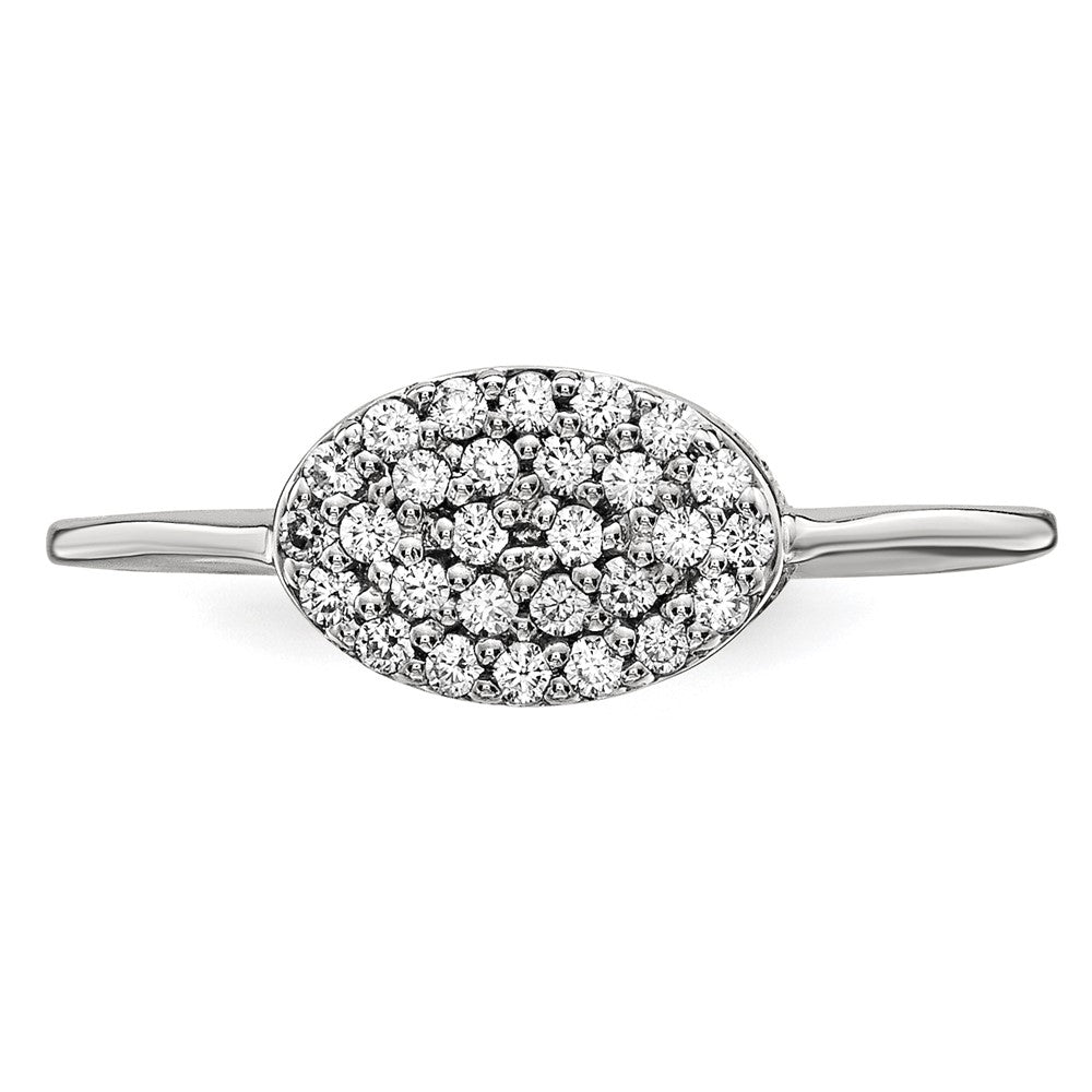 14K Weißgold Ring mit Diamant-Cluster, oval, echte Diamanten