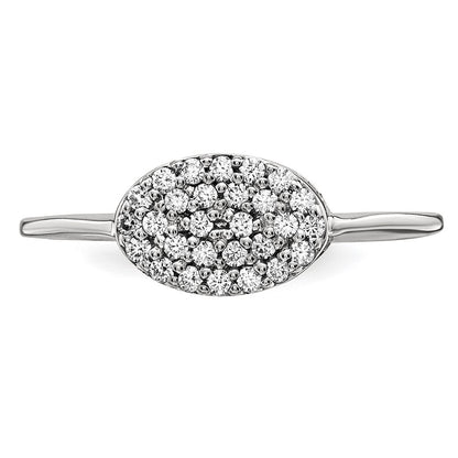 14K Weißgold Ring mit Diamant-Cluster, oval, echte Diamanten