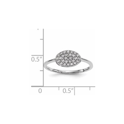 14K Weißgold Ring mit Diamant-Cluster, oval, echte Diamanten