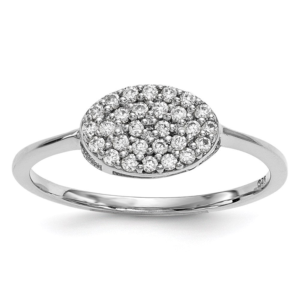 14K Weißgold Ring mit Diamant-Cluster, oval, echte Diamanten