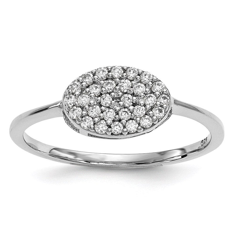 14K Weißgold Ring mit Diamant-Cluster, oval, echte Diamanten
