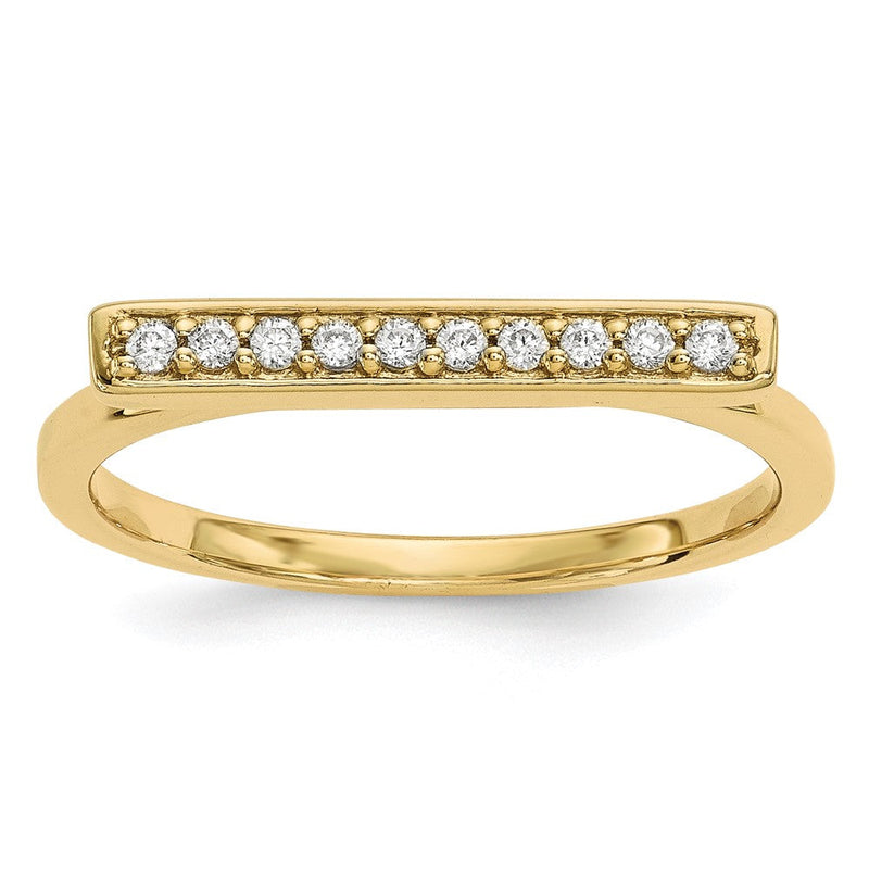 14K Gelbgold Ring mit natürlichen Diamanten in Balkenform