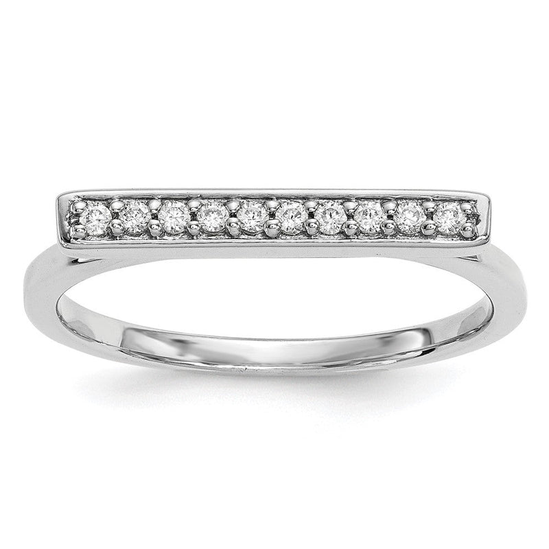 14K Weißgold Ring mit Balken und echten Diamanten