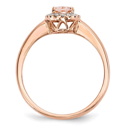 14K Roségold Ring mit poliertem Morganit und echten Diamanten