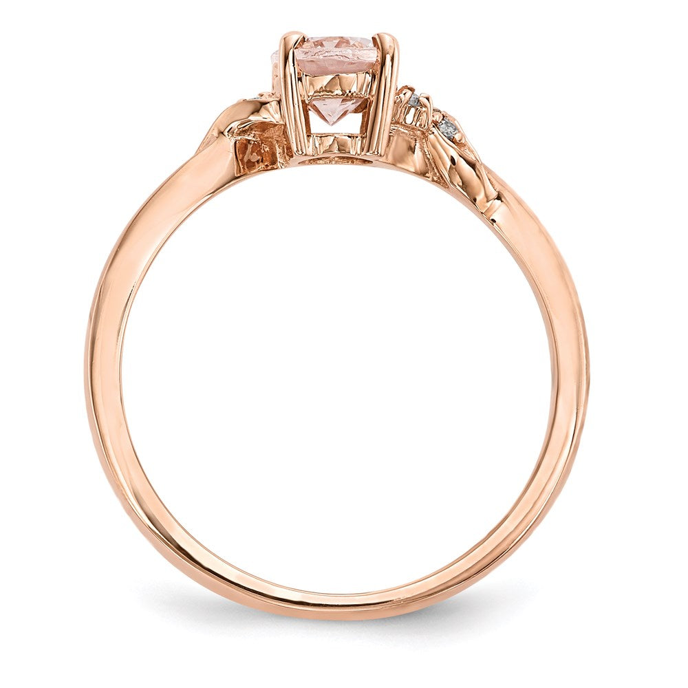 Ring aus 14K Roségold, poliert, mit Morganit und echtem Diamant