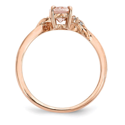 Ring aus 14K Roségold, poliert, mit Morganit und echtem Diamant
