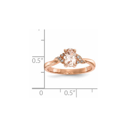 Ring aus 14K Roségold, poliert, mit Morganit und echtem Diamant
