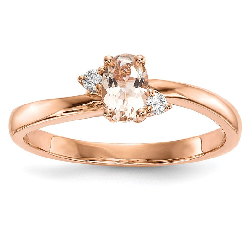 14K Roségold Ring mit Morganit und natürlichen Diamanten