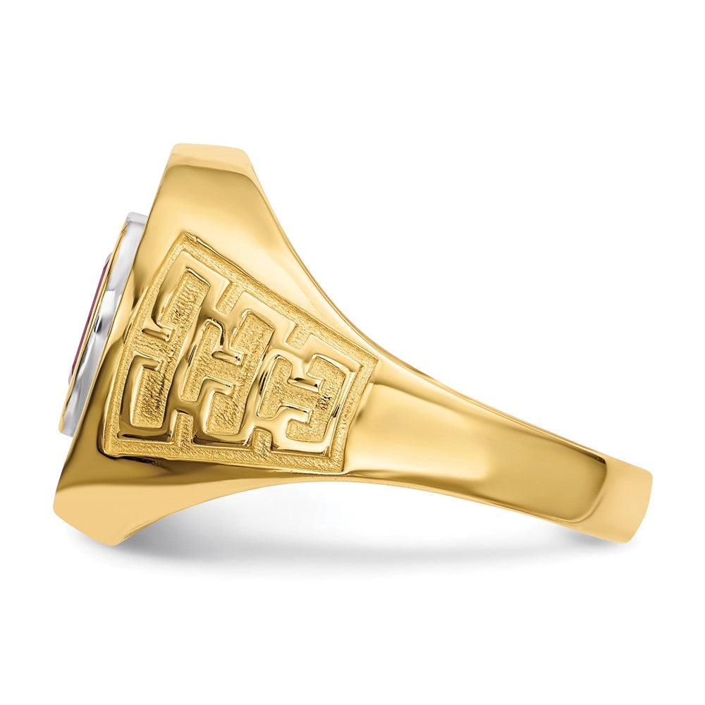 14K Gelb & Rhodium mit Zirkonia Oval Rot Herren Ring
