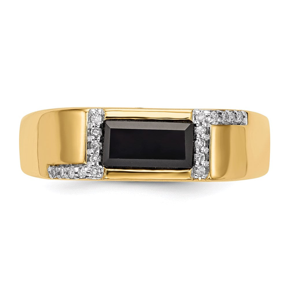 14K Gold Herrenring mit Onyx und echten Diamanten