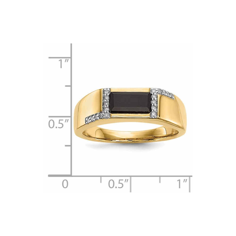 14K Gold Herrenring mit Onyx und echten Diamanten