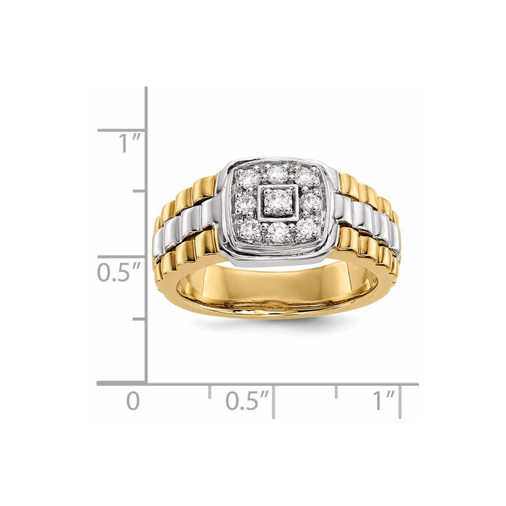 14K Weiß-/Gelbgold Herrenring mit echten Diamanten